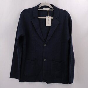 Collars & Co Milano Merino Blend Knit Sweater Blazer, Navy, Small (38)